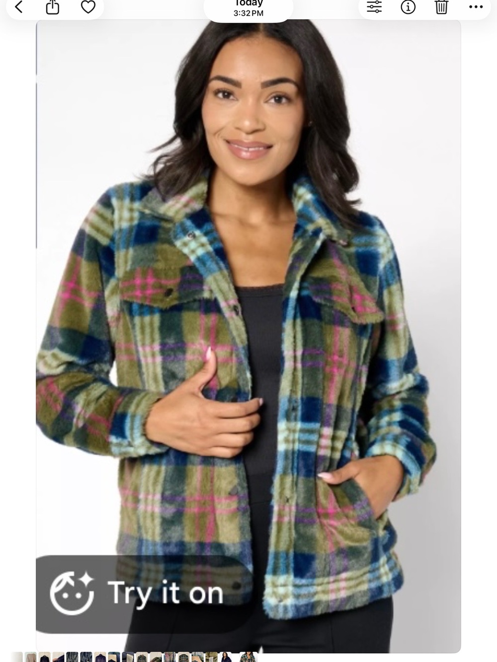 Plaid Fleece jacket in Green & Blue - Women’s Cozy Jacket